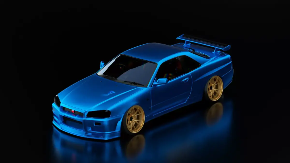 Nissan Skyline R34 - Blue 3D model Free 3D model