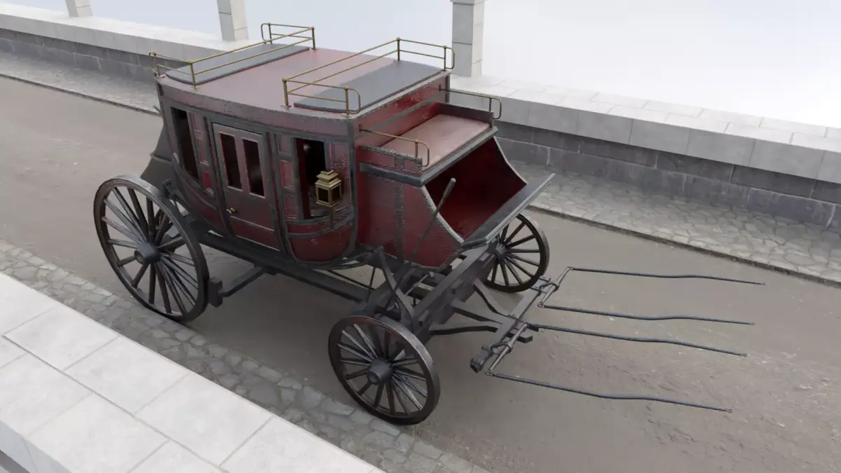 Historic Carriage Low-poly 3D model