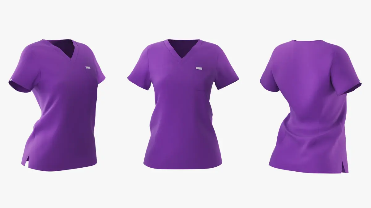 FIGS Catarina One Pocket Scrub Top Purple 3D model