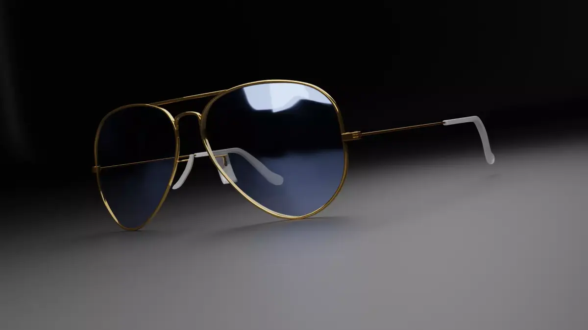 RayBan Aviator Gold sunglasses 3D model