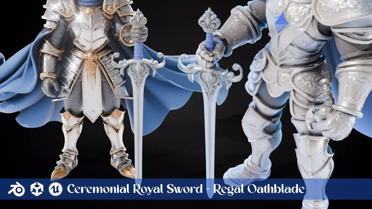 Stylized Sword - Ceremonial Royal Regal Oathblade - Game Ready 3D model