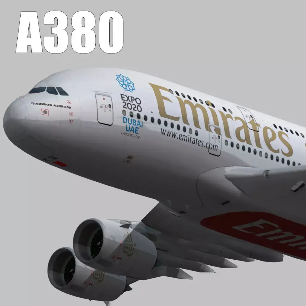 Airbus A380-8 Emirates airlines Expo 2020 livery Low-poly 3D model
