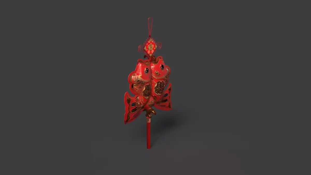 Chinese fish knot figure  Low-poly 3D model