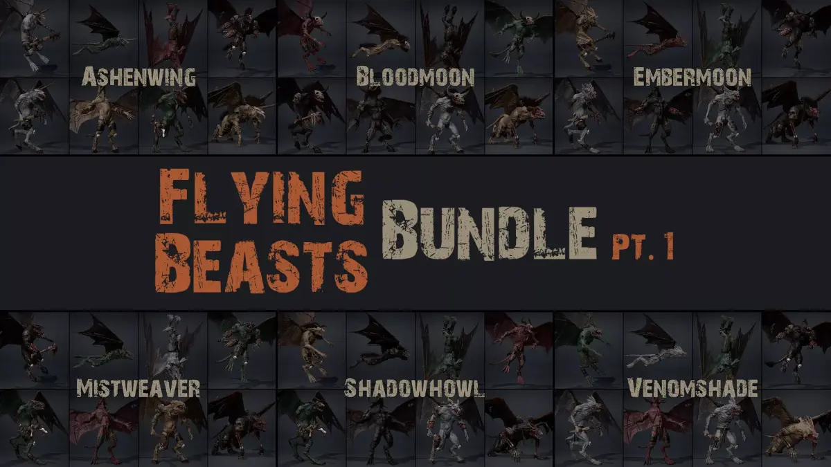 Flying Beasts Bundle Part 1 3D Model Pack