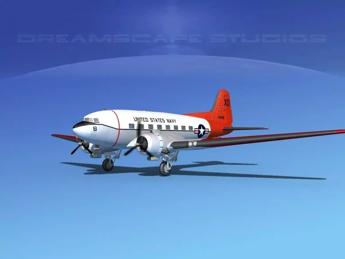 Douglas R-4D Dakota US Navy V3 3D model