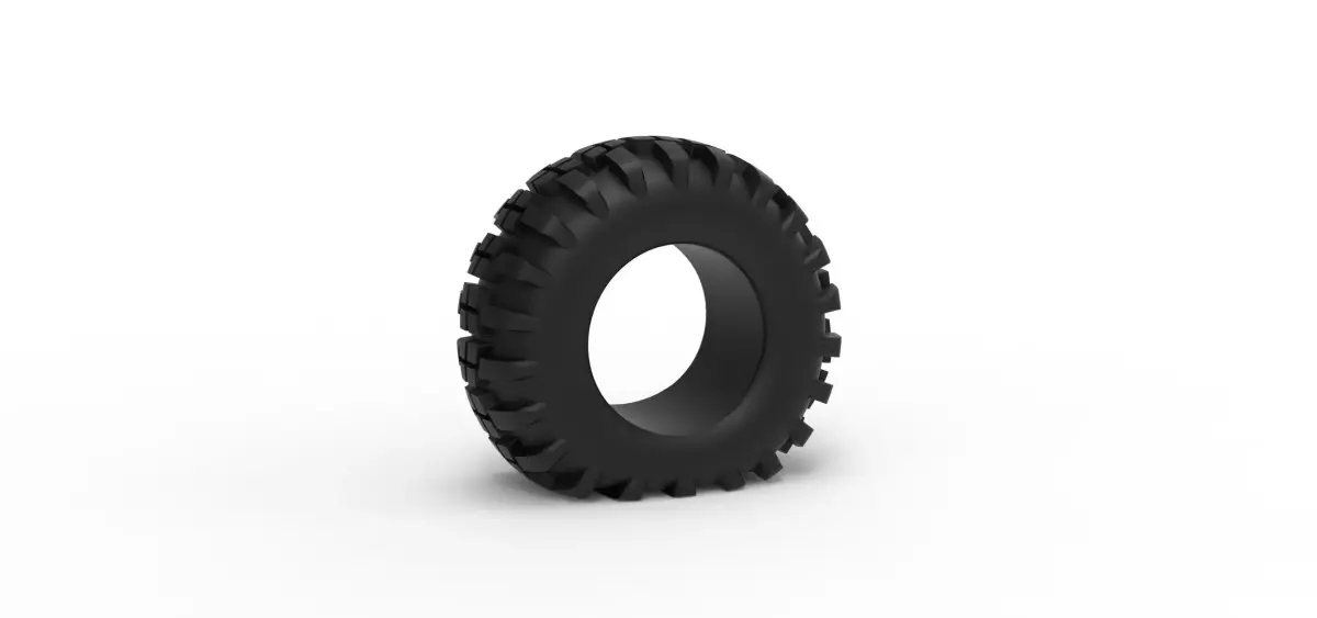 Offroad tire 4 deflated Scale 1 to 25 3D print model