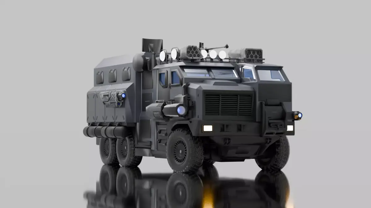 Military Armored Tactical Truck  Low-poly 3D model