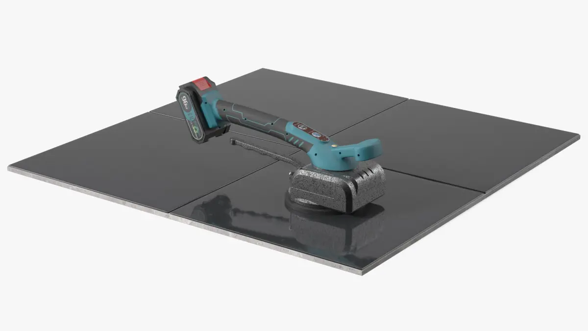 Cordless Tile Vibrator on Black Ceramic Tiles 3D model