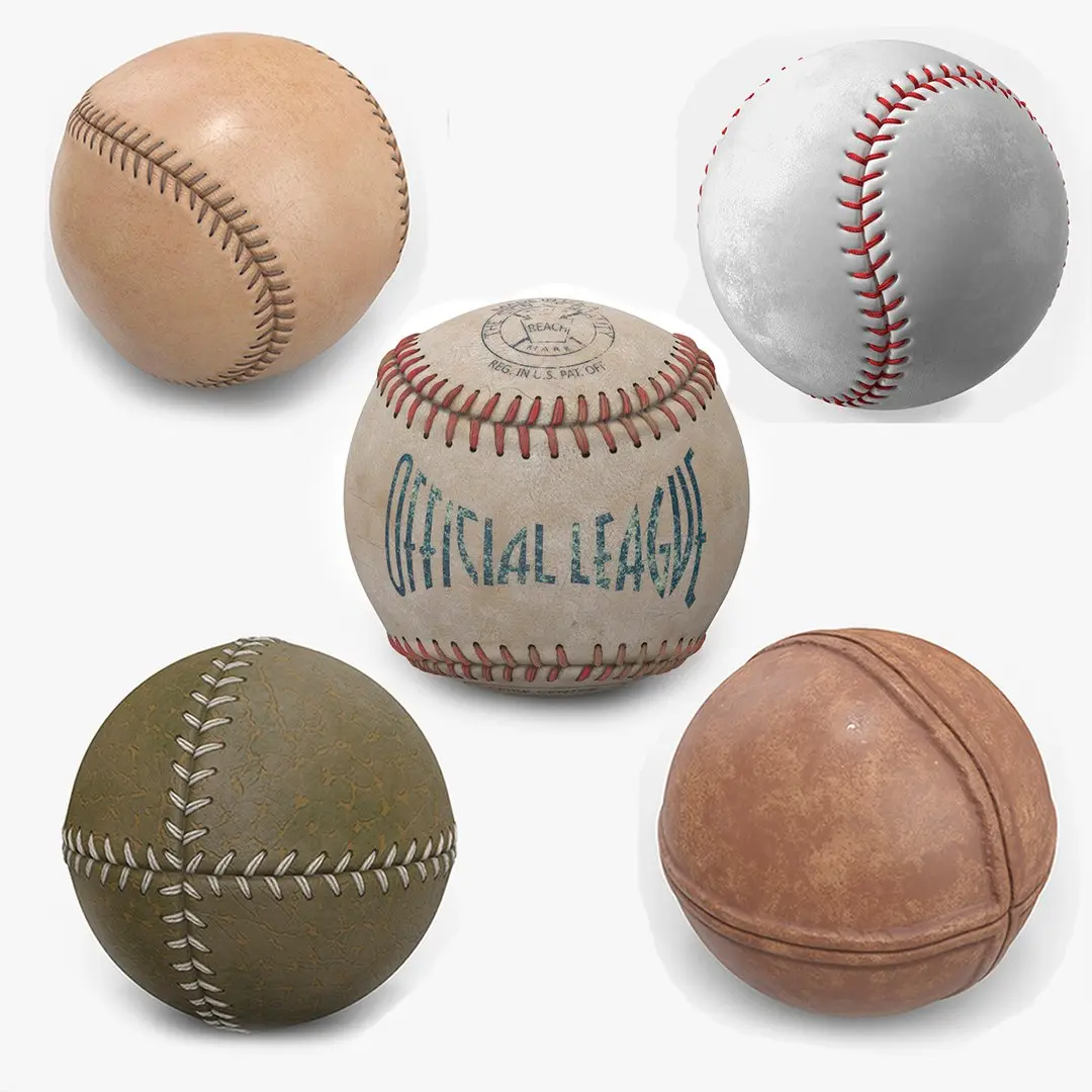 Vintage Baseball Balls Collection 4 3D model