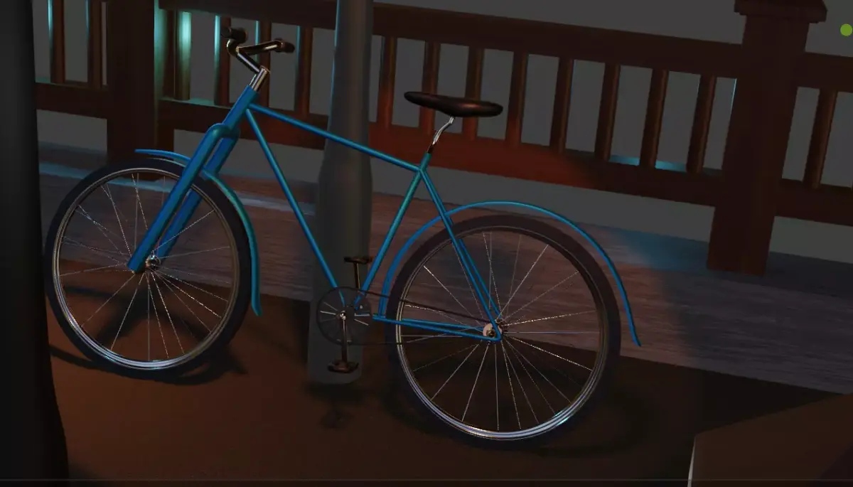 A bicycle glows in the dark with delicate lights 3D model