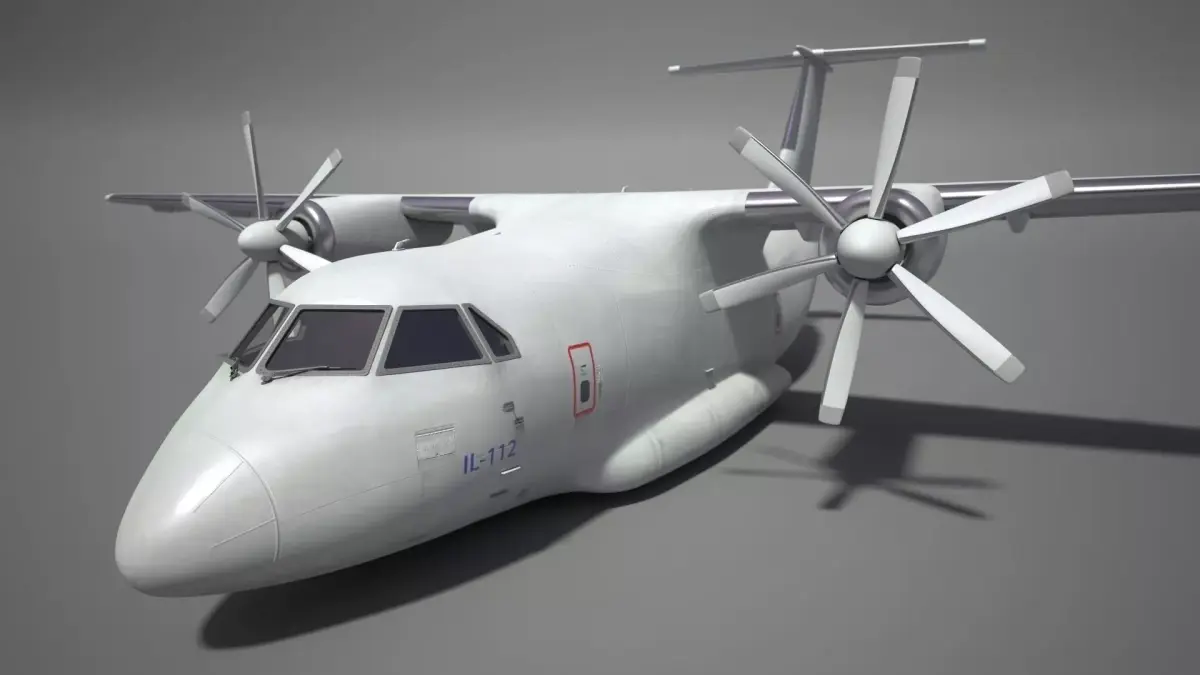 IL-112 airplane with propellers 3D model