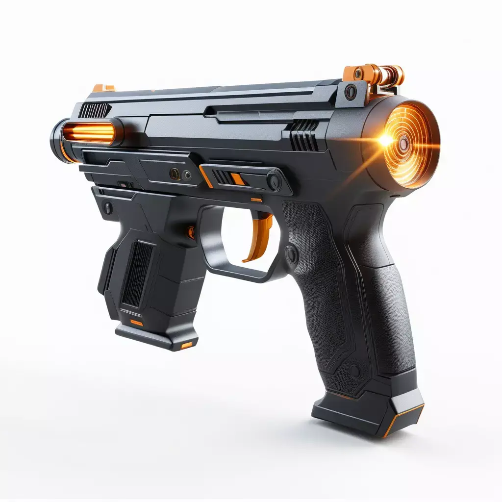 Futuristic Laser Pistol Glowing Coils 3D model