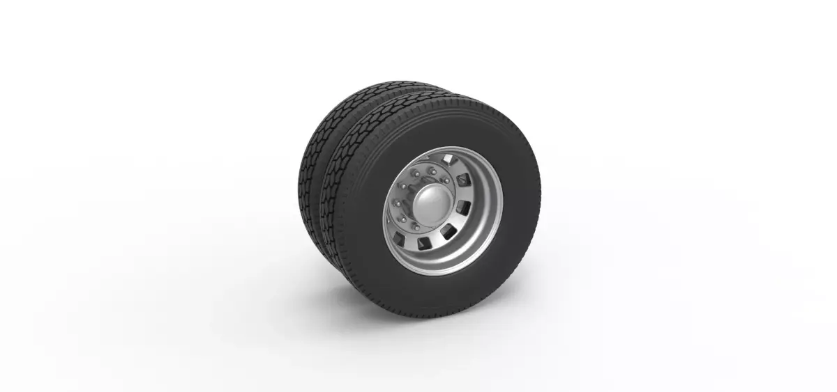10 Square Hole Rear double wheel of semi truck Scale 1 to 25 3D print model