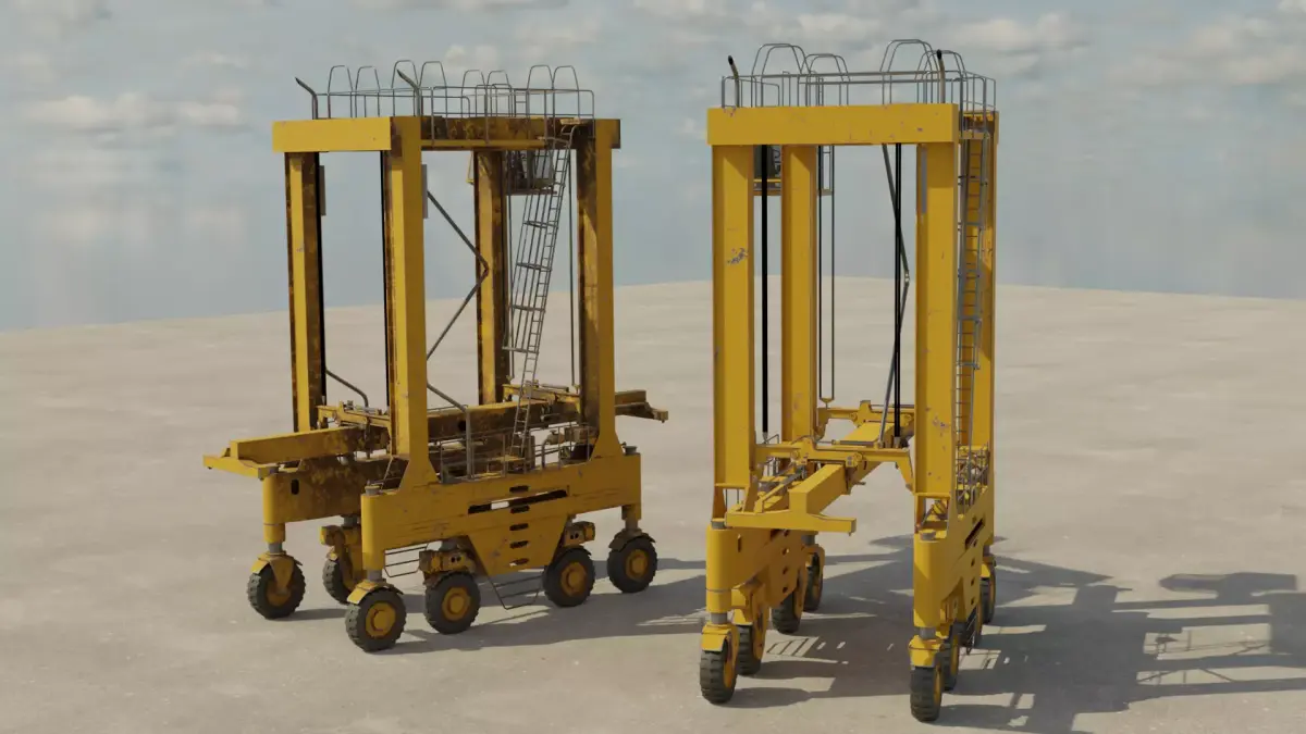 Harbor Straddle Crane Low-poly 3D model