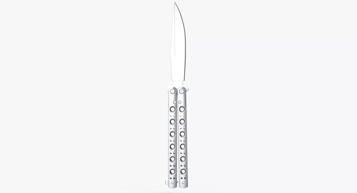 Balisong Butterfly Knife Silver Low-poly 3D model