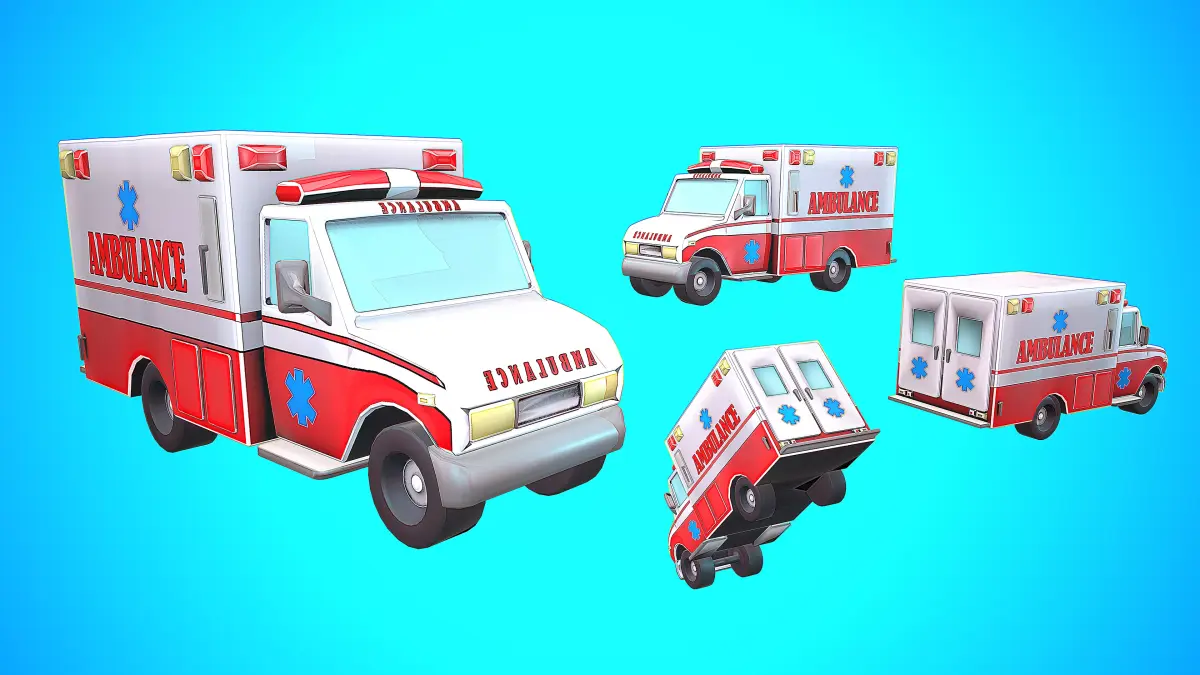 AMBULANCE CARTOON STYLIZED Low-poly 3D model