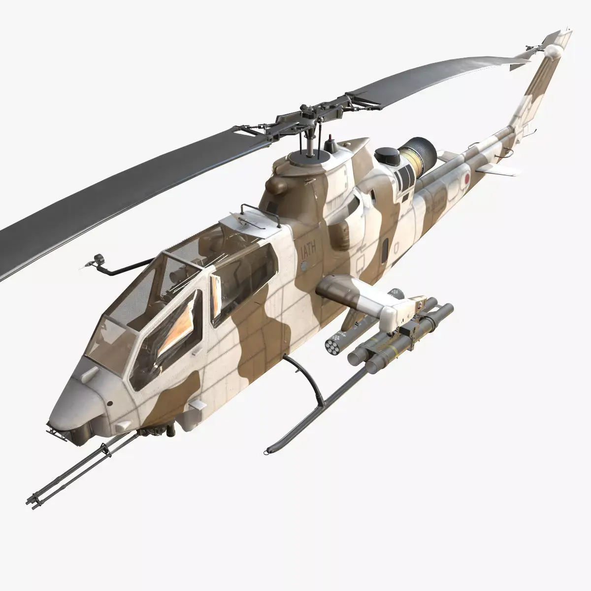 Bell AH-1S Cobra JGSDF Winter Basic Animation Low-poly 3D model