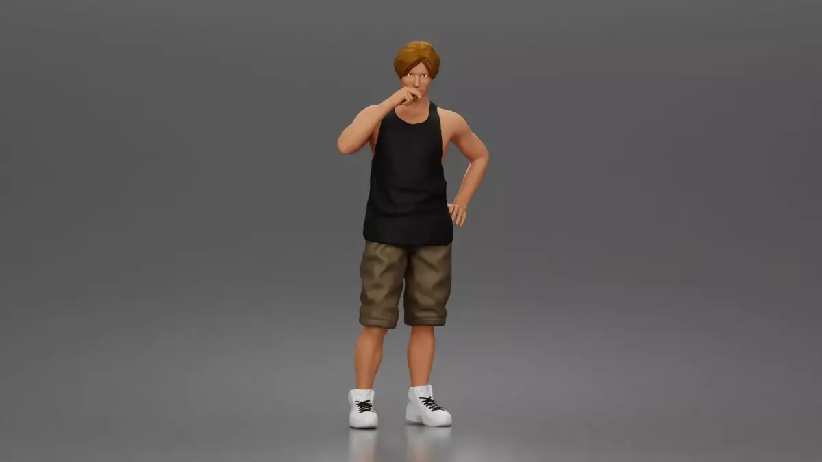 Relaxed tank and shorts smoking moment with urban cool 3D print model