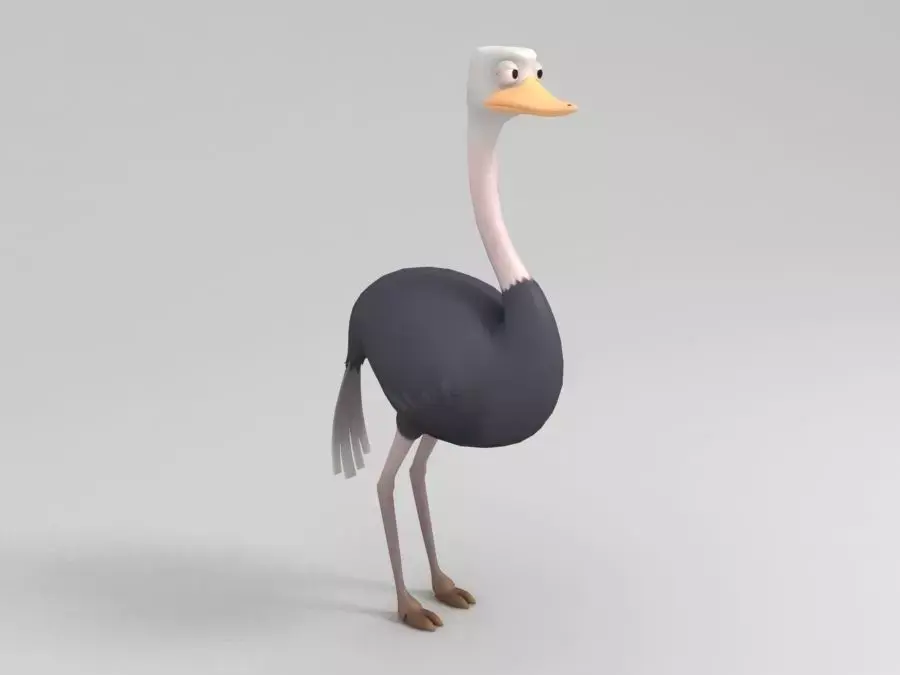 Ostrich in suit 3D model purchase