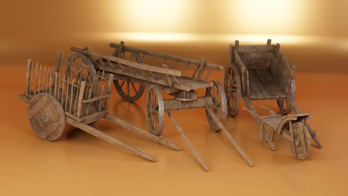 Low Poly Medieval Carts Low-poly 3D model