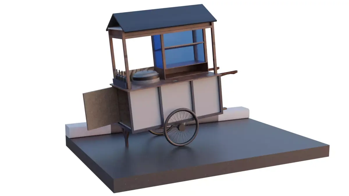 Street food cart Low-poly 3D model purchase