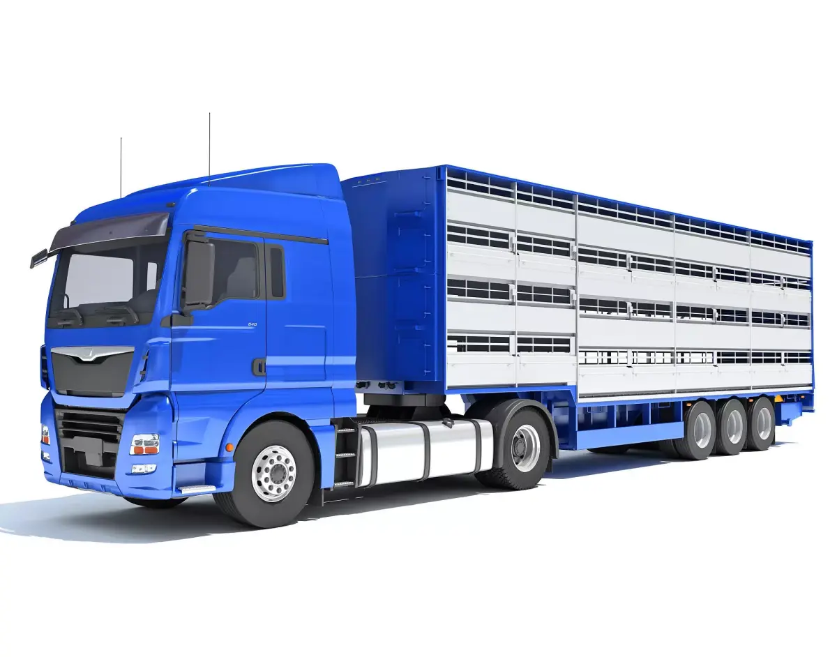 Truck with Animal Transporter Trailer 3D model buy
