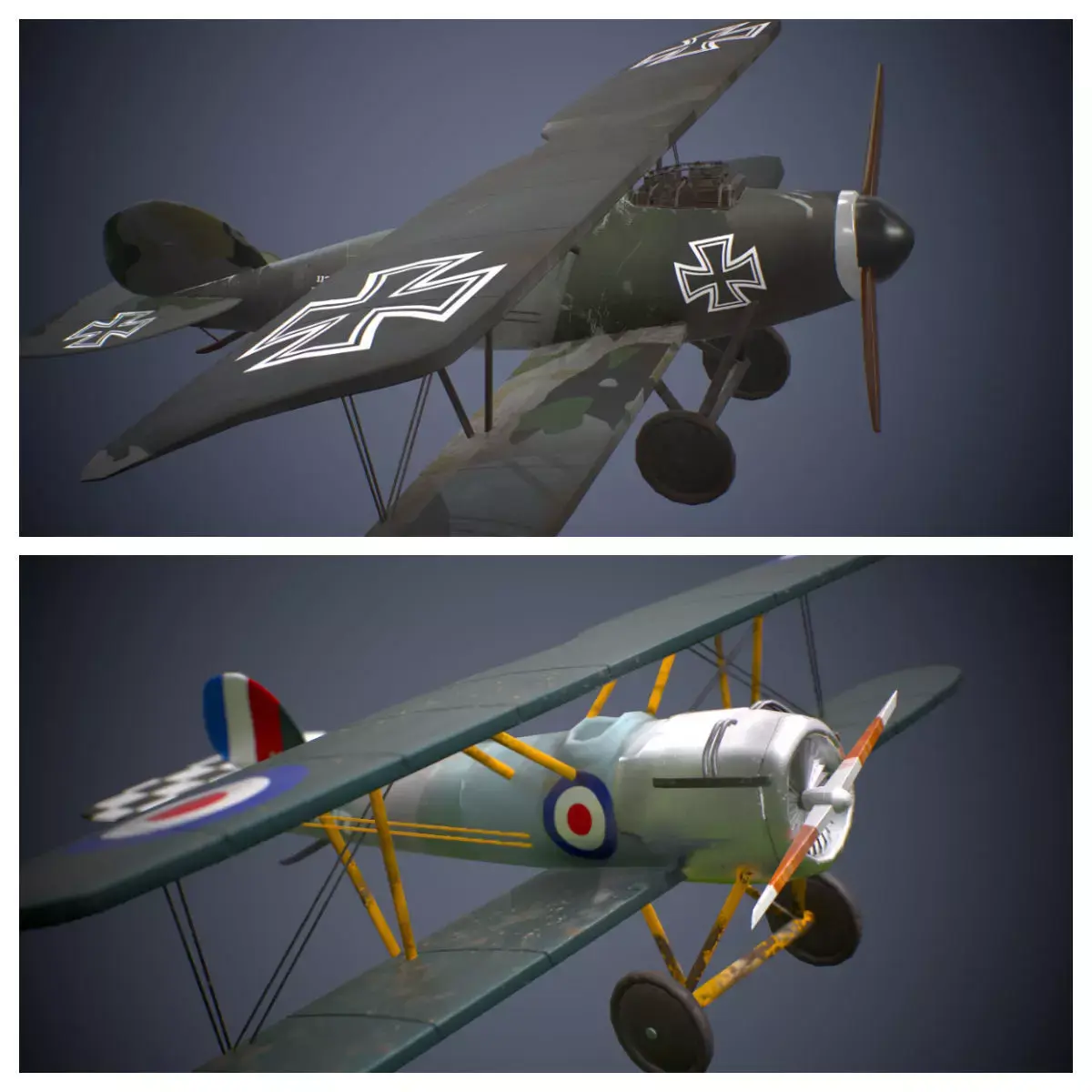 Two ww1 planes German British 3D Model Pack