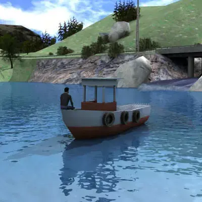 Lowpoly Boat fishing in water Free low-poly 3D model