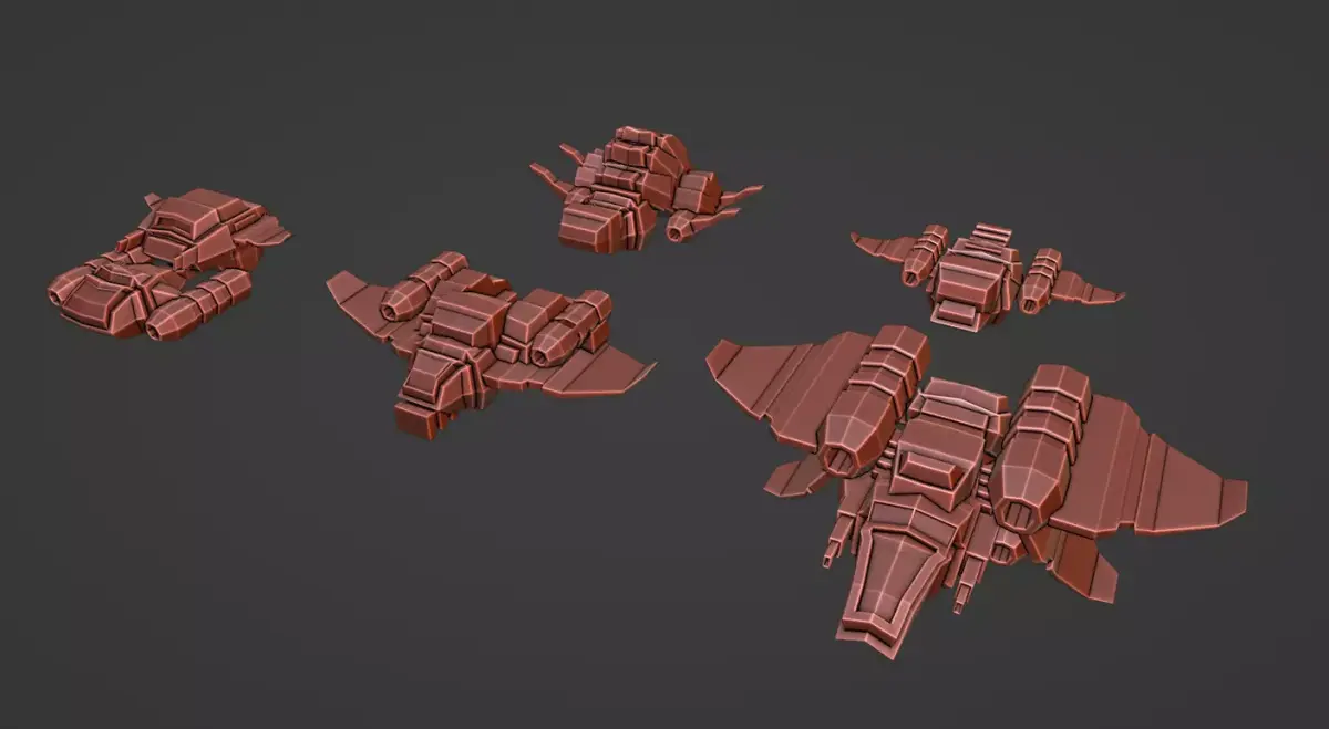 Low Poly Game ready Spaceship Pack Free low-poly 3D model