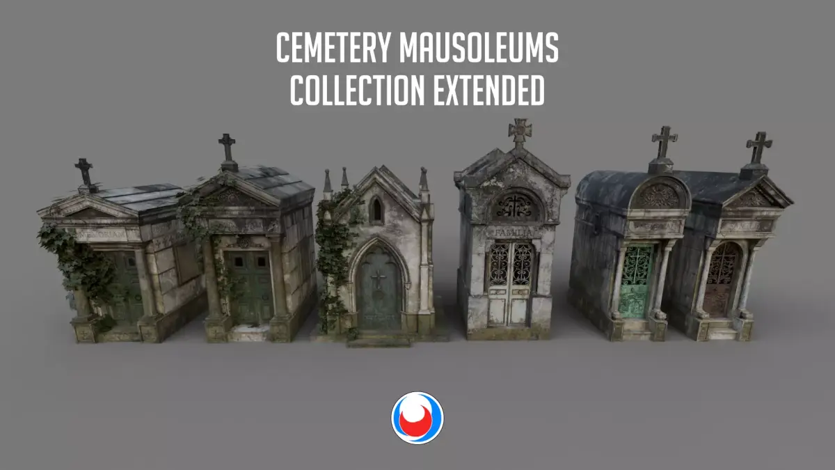 Cemetery Mausoleums Extended Collection 3D Model Pack purchase