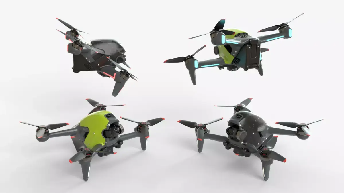 DJI FPV 2024 Drone Void Grey and Eternal Green 3D model