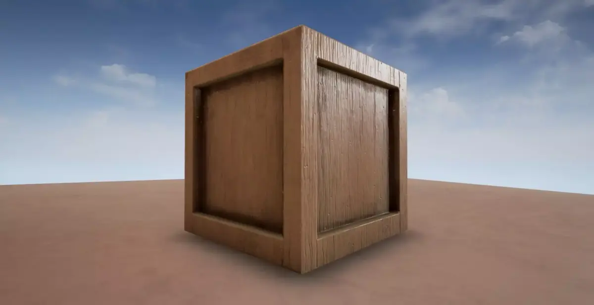 Realistic Crate wooden cube Low-poly 3D model