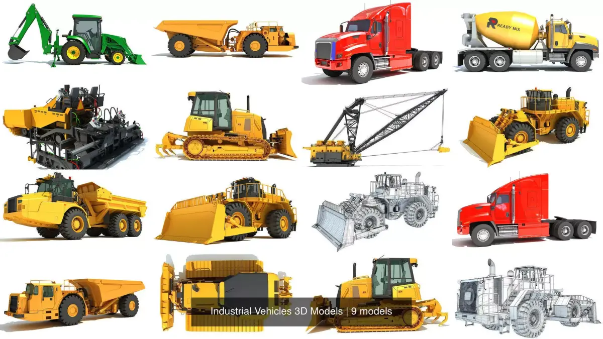 Industrial Vehicles 3D Models 3D Model Pack purchase