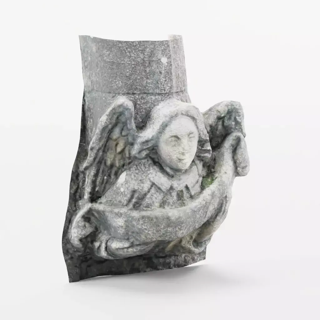 Stone Angel Statue - Church Doorway Ornament Photo-Scan Low-poly 3D model