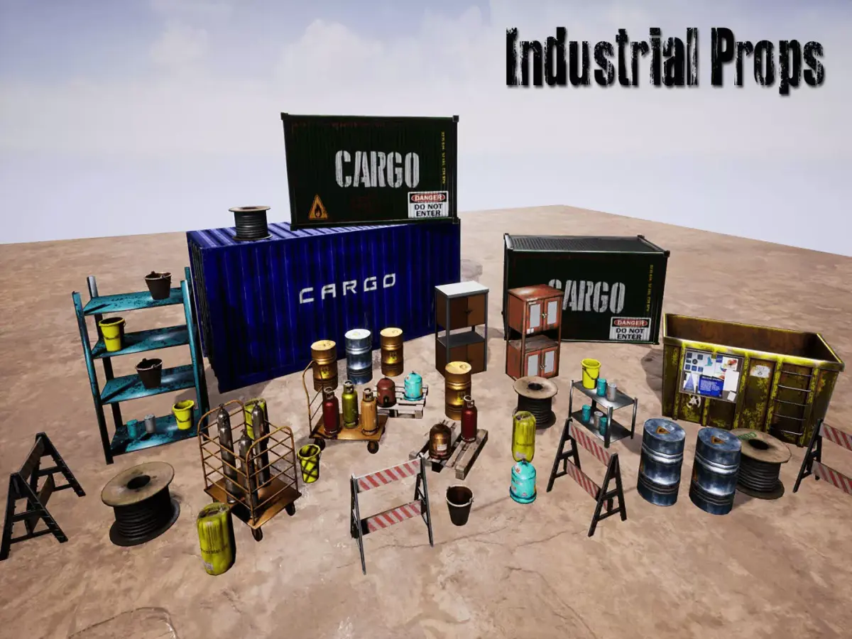 Industrial Props for Unreal Low-poly 3D model