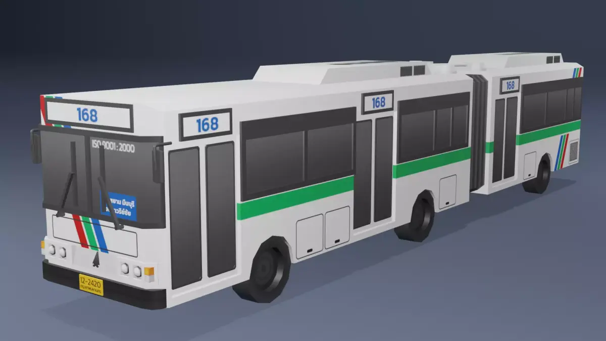 BMTA Articulated bus Low poly v01 Low-poly 3D model