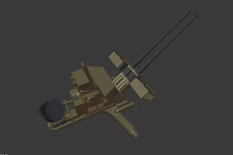 20 mm oerlikon cannon  world war 2  cannon Low-poly 3D model