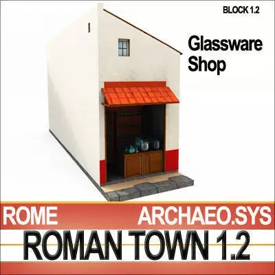 Roman Town Glassware Shop 1 2 Low Poly 3D model