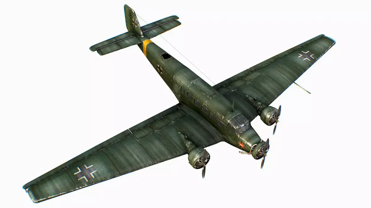 German transport aircraft Junkers Tante Ju 52 Low-poly 3D model