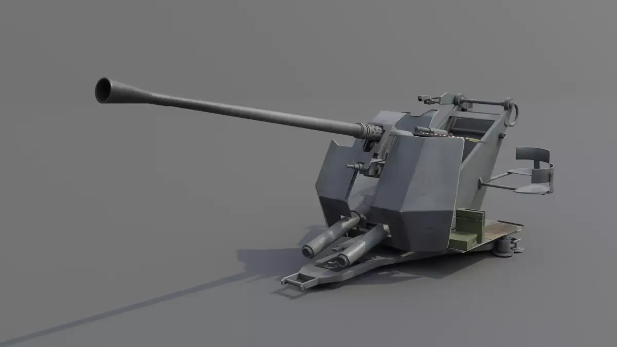 37 mm Flak 37 Anti Aircraft Gun Low-poly 3D model