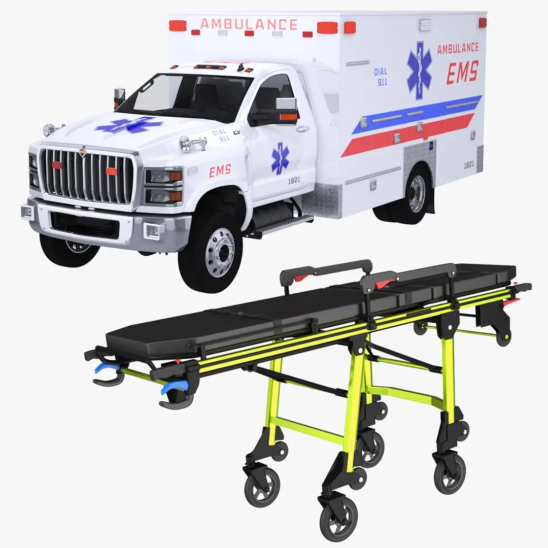 EMS Ambulance and Stretcher Collection 3D model