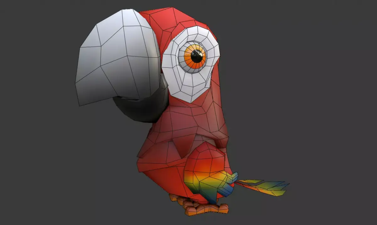 Low Poly Cartoon Macaw Not Rigged Low-poly 3D model