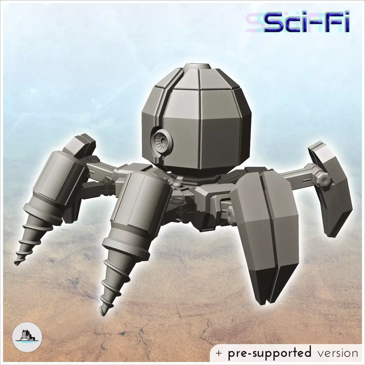 Mining spider robot with double drill and legs 3 - Future Sci-Fi 3D print model
