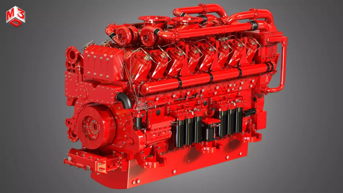  QSK95 16 Cylinders Engine - Marine Turbocharged Diesel Engine 3D model