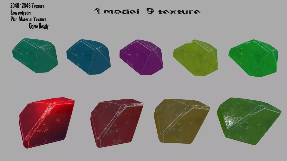 crystal set 4 jade Low-poly 3D model