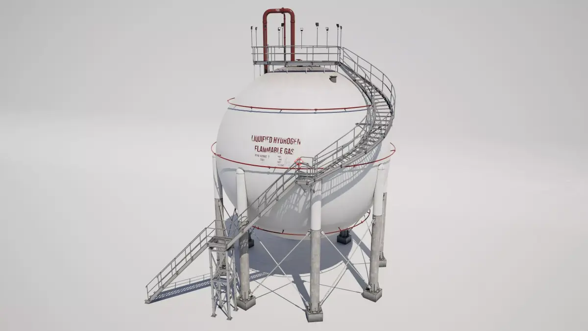 Industrial Liquified Hydrogen Flammable Gas Storage Tank 3D model