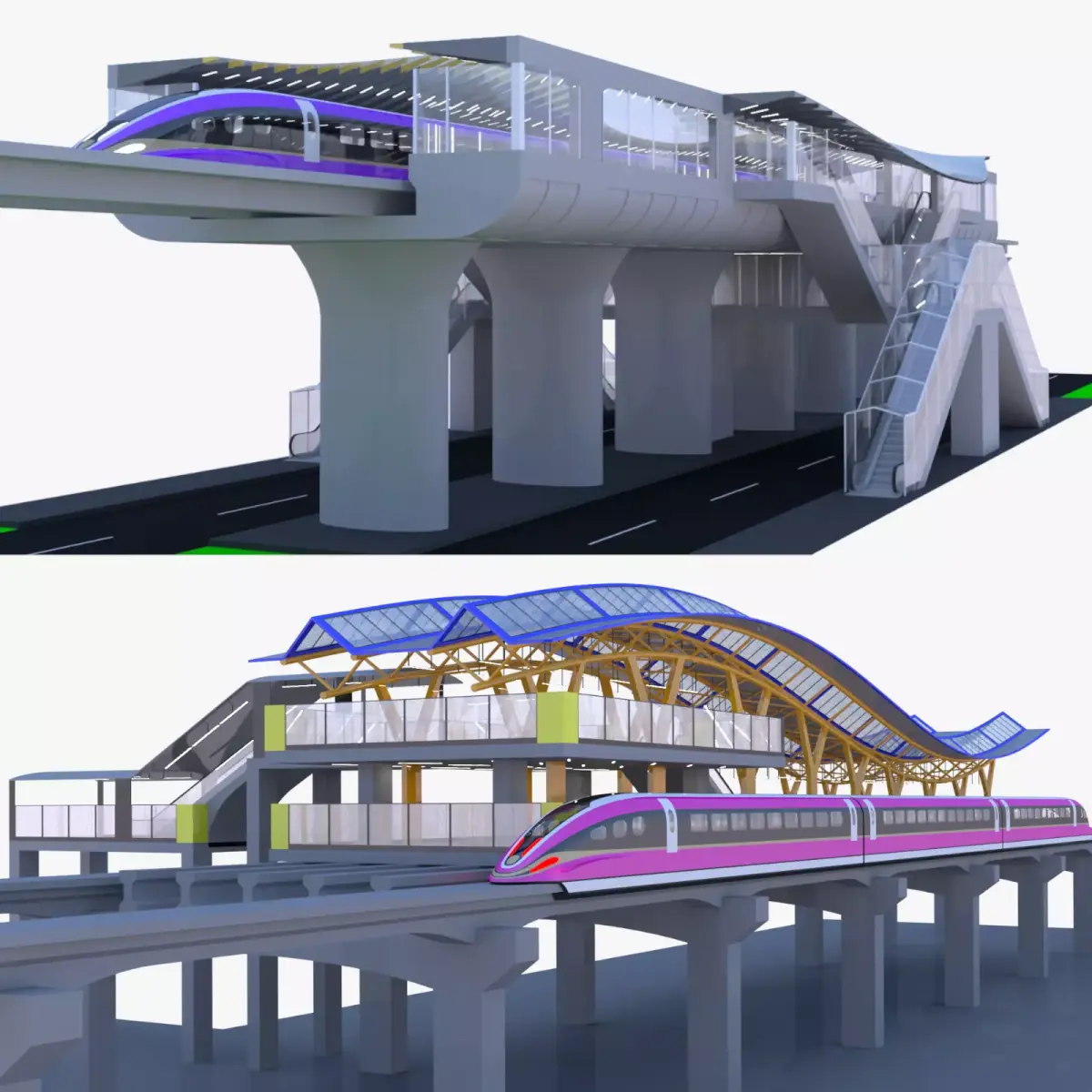 Maglev stations collection II 2024 3D Model Pack purchase