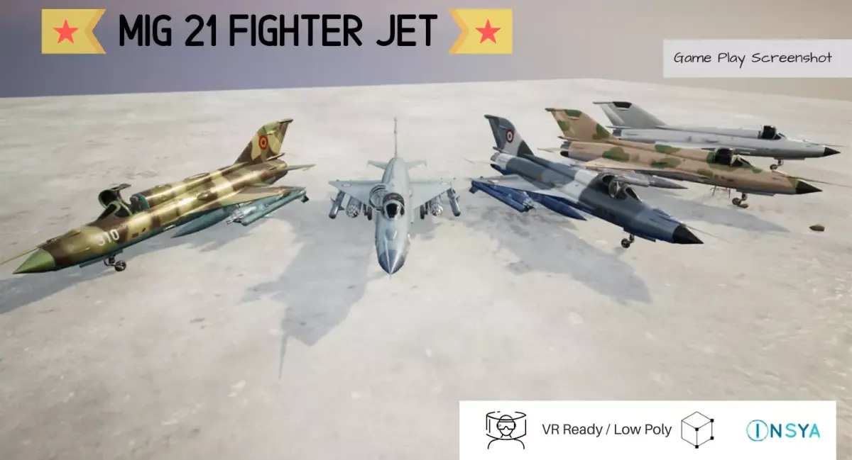 MiG 21 Pack of 5 Designs - Rigged and Animated  Low-poly 3D model
