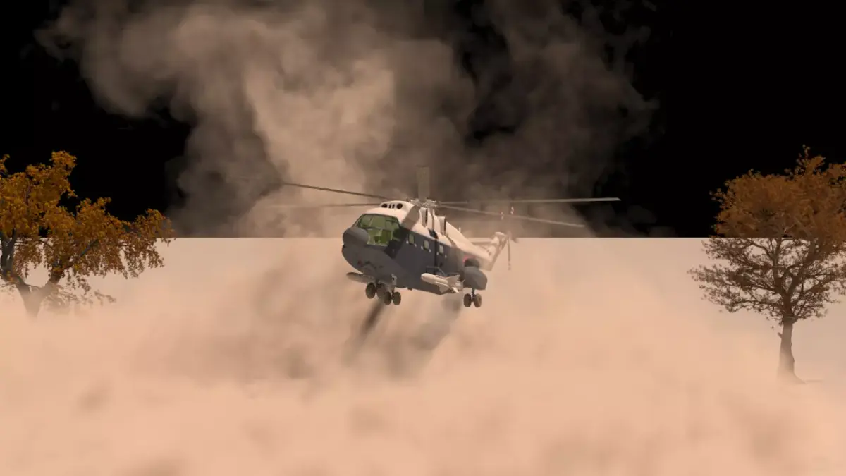 Helicopter down with dust  3D model