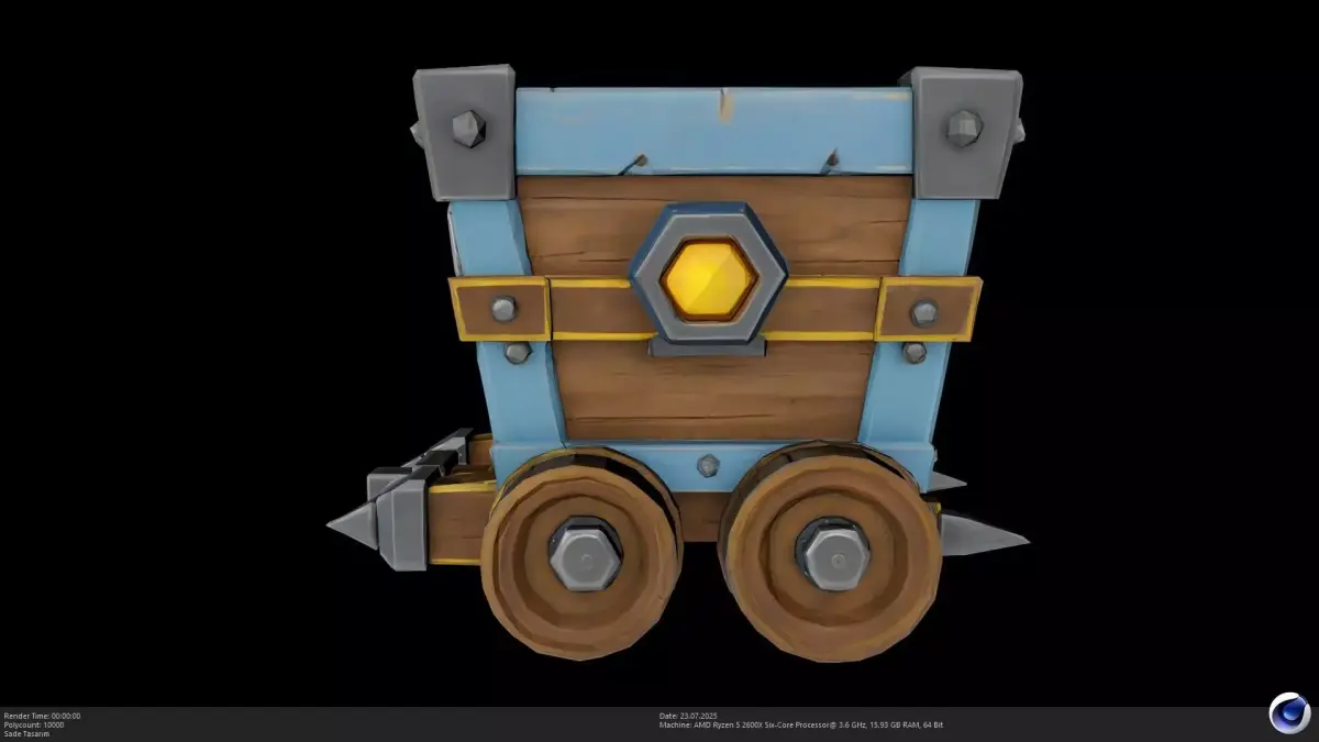  Stylized Fantasy Minecart - Wagon 3D Model - AI Low-poly 3D model